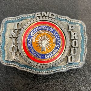 Union and Proud Belt Buckle IBEW